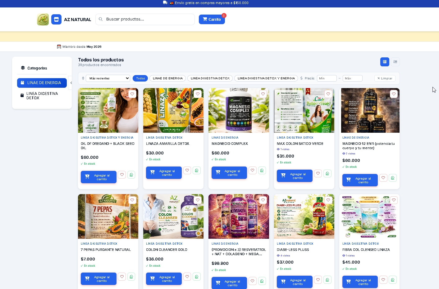 Tienda AZ Natural — Productos naturales en TuKomercio